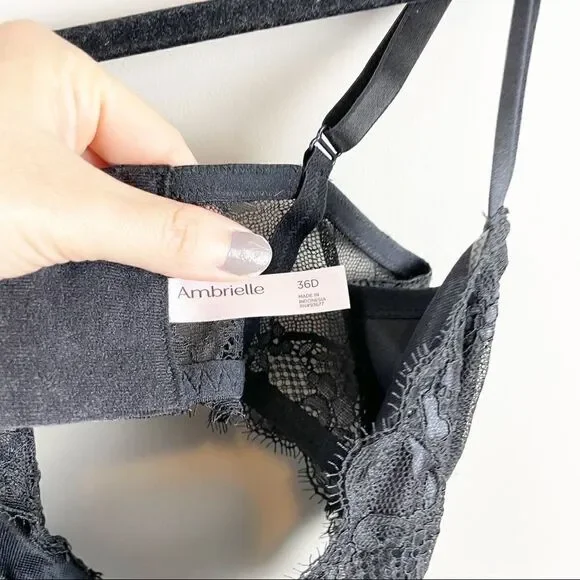 Ambrielle sheer lace cup sexy bra 36D - Picture 5 of 9
